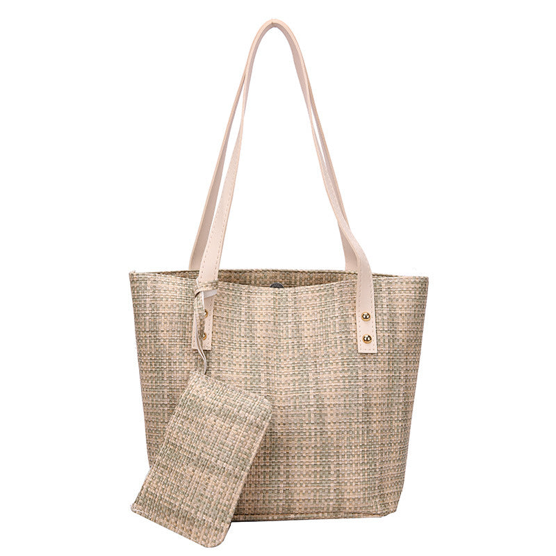 Wholesale Large Capacity Straw Shoulder Handbag